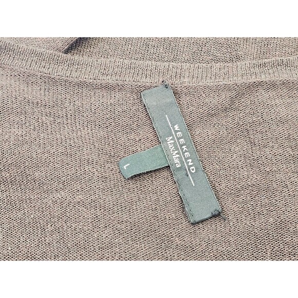 LM Women's L Weekend Max Mara Brown Silk Linen Sheer Oversize Cardigan Sweater - Picture 5 of 7